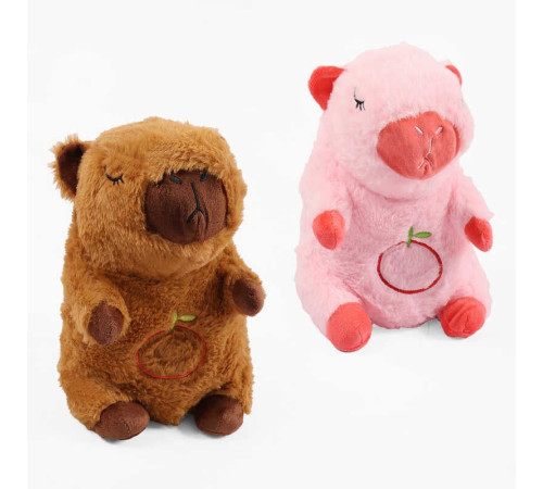 Інтерактивна іграшка M 18607 (100) 2 кольори, "Капібара", висота: 30 см, сплюшка, для сну, дихає, на батарейках, мелодії, підсвічується, в пакеті