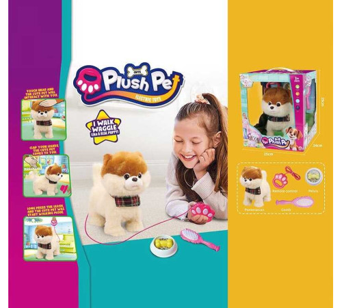 Улюбленець 933-193 E (12) “Собачка”, повідець-пульт керування, ходить, гавкає, рухає хвостиком, реагує на дотик та плескіт долонь, в коробці