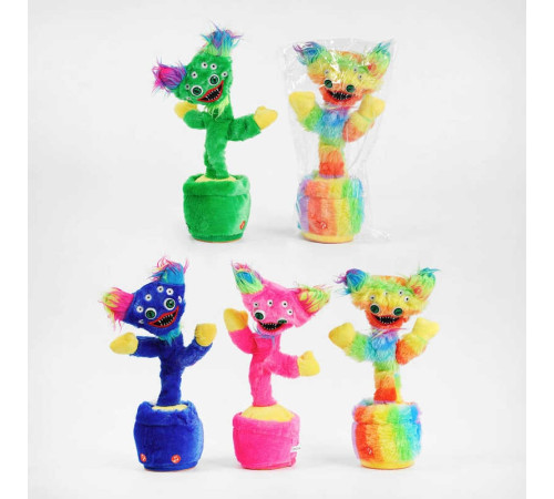 Інтерактивна іграшка С 53130 (100) "Кольоровий чудик", 4 види, звук, світло, функція запису голосу, танцює, h-35 см, в пакеті