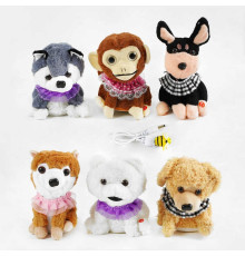 М'яка інтерактивна іграшка C 61639 (100) 6 видів, висота 22 см, рухає головою, повторюшка, магнітна бджілка, USB-кабель, пісні англійською мовою, ВИДАЄТЬСЯ ТІЛЬКИ МІКС ВИДІВ, у пакеті