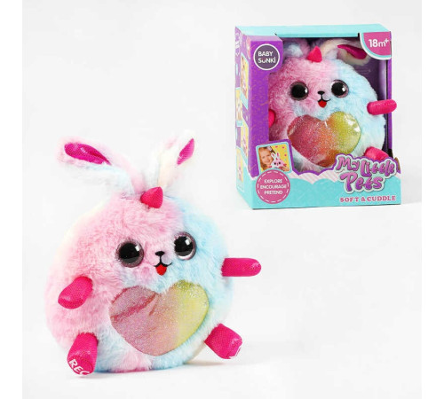 Інтерактивна іграшка 1929-1 (24) "Кролик", підсвічування, мелодії, повторюшка, м'який, в коробці
