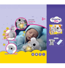 Інтерактивна іграшка 933-186 E (18) "Коала", "Сплюшка", висота 27 см, для сну, дихає, підсвітка, мелодія, звук серцебиття, в коробці