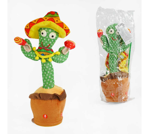 Інтерактивна іграшка M 49115 (100) “Кактус”, українські та англійські пісні, функція запису та повтору голосу, USB (акум.), підсвічується, танцює, у пакеті