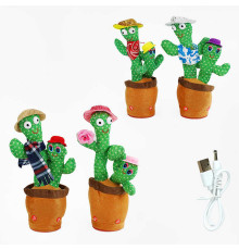 Інтерактивна іграшка C 63394 (100) 4 види, “Кактус”, українські пісні, функція запису та повтору голосу, USB, вбудований акумулятор, підсвічується, танцює, ВИДАЄТЬСЯ ТІЛЬКИ МІКС ВИДІВ, у пакеті