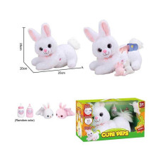 Інтерактивна іграшка 933-146 E (12) “Кролик”, запис та відтворення звуків, сенсорні та магнітні датчики, двоє кроленят, пляшечка, пісні англ. мовою, окастик, в коробці