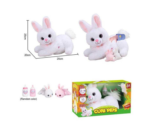 Інтерактивна іграшка 933-146 E (12) “Кролик”, запис та відтворення звуків, сенсорні та магнітні датчики, двоє кроленят, пляшечка, пісні англ. мовою, окастик, в коробці