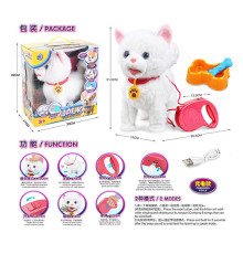 Улюбленець 55 G-11 (12/2) "Котик", співає пісні англійською, реагує на дотик, повторює слова, ходить, видає звуки, облизує, виляє хвостом, акумулятор 3.7 V, керування повідцем, мисочка з їжею, в коробці