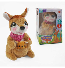 Інтерактивна іграшка M 17061 (48) “Кенгуру”, висота: 30 см, пісні англійською мовою, на батарейках, рухає головою, магнітні датчики, кенгурятко, в коробці