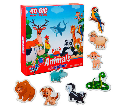 гр Набір магнітів "Animals" ML4031-16 (24) "Magdum", 40 магнітів, в коробці