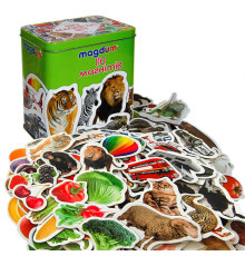 гр Набір магнітів ML4031-63 EN (16) "Magdum", 110 елементів, тварини, транспорт, фрукти, в коробці