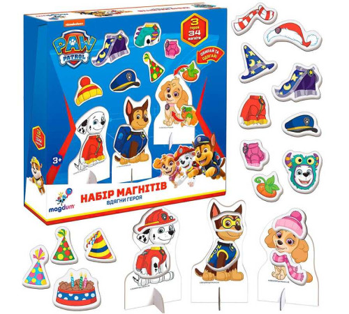 гр Набір магнітів ML 4034-13 "Щенячий патруль. Вдягни героя" (24) "Magdum" 3 героя, 34 магніти, в коробці – в наличии! Купите сейчас у KAZKOVA