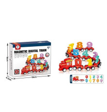 Потяг магнітний HD 163 A (96/2) 21 елемент, загальна довжина потяга 62 см, знімні числа від 0 до 9, вагончики на колесах, з'єднуються магнітами, гумові колеса, в коробці