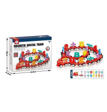 Потяг магнітний HD 164 A (72/2) 31 елемент, знімні числа, математичні знаки, вагончики на колесах, гумові колеса, в коробці