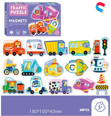 Магнітні пазли C 73799 (96) “Транспорт”, назви англ. мовою, 30 елементів, в коробці