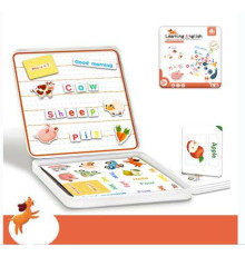 Магнітна гра С 74470 (48) “Англійська мова”, абетка, слова, цифри, двосторонні картки, маркер “пиши-витирай”, металевий бокс в пакеті