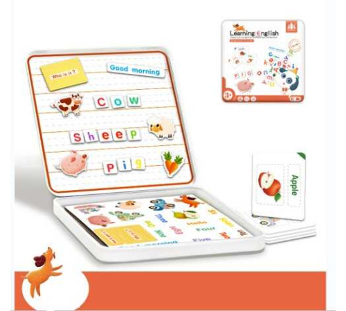 Магнітна гра С 74470 (48) “Англійська мова”, абетка, слова, цифри, двосторонні картки, маркер “пиши-витирай”, металевий бокс в пакеті – в наличии! Купите сейчас у KAZKOVA