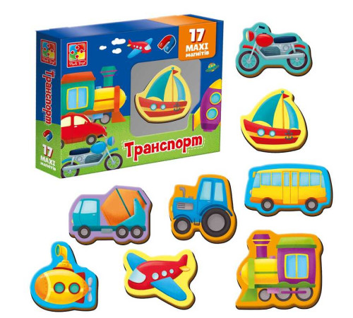 гр Набір магнітів "Транспорт" VT 3106-26 укр (12) "Vladi Toys", 17 елементів, в коробці гр Набір магнітів "Транспорт" VT 3106-26 укр (12) "Vladi Toys", 17 елементів, в коробці