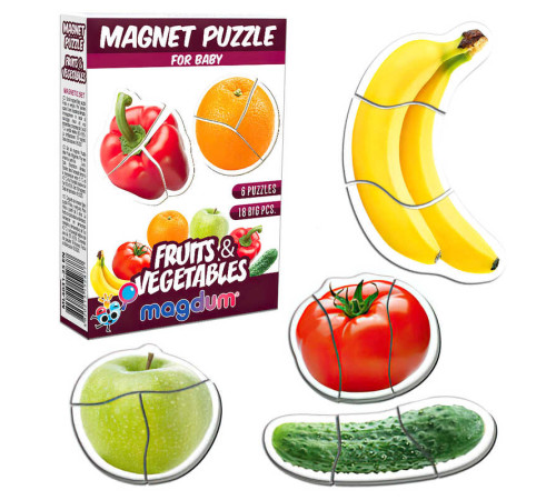гр Магнітні пазли ML4031-25 EN "Fruits and vegetables" (70) "Magdum", англ. мова, в коробці – в наличии! Купите сейчас у KAZKOVA