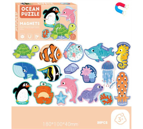Магнітні пазли C 73800 (96) “Морські мешканці”, назви англ. мовою, 30 елементів, в коробці – в наличии! Купите сейчас у KAZKOVA