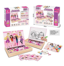 Магнітна гра XHM - 9901 A (36/2) “Одягни ляльку”, дошка пиши-витирай, маркер, 8 карток із завданнями, в коробці