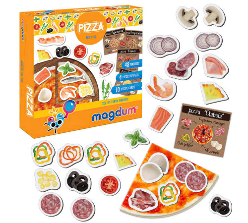 гр Магнітна гра "Pizza" ML4031-27 EN (24) "Magdum", 48 магнітів, картки, англ. мова, в коробці – в наличии! Купите сейчас у KAZKOVA