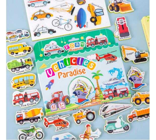 Магніти M 50544 (68) 42 елементи, “Транспорт”, товщина: 0.5 см, м’які магніти, в коробці – в наличии! Купите сейчас у KAZKOVA