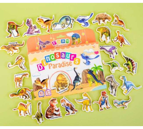 Магніти M 50545 (68) 42 елементи, “Динозаври”, товщина: 0.5 см, м’які магніти, в коробці – в наличии! Купите сейчас у KAZKOVA