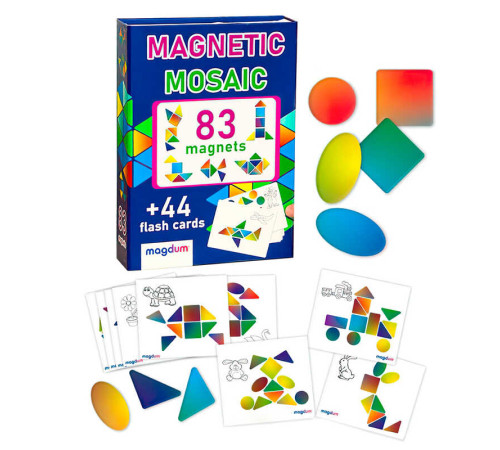 гр Магнітна мозаїка "Mosaic" ML4031-23 EN (16) "Magdum", 83 магніти, 44 картки з завданнями, в коробці