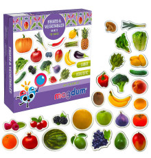 гр Набір магнітів ML4031-15 EN "Fruits and vegetables" (33) "Magdum", англ. мова, в коробці