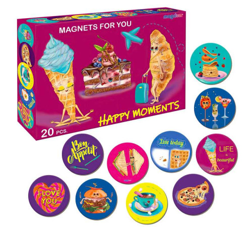 гр Набір магнітів "Happy moments" ML4031-53 EN (10) "Magdum" 20 магнітів, в коробці