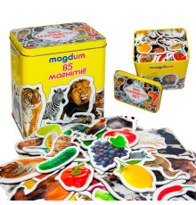 гр Набір магнітів ML4031-61 EN (16) "Magdum", 85 елементів, тварини, фрукти, в коробці