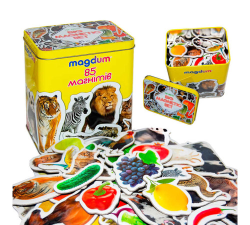 гр Набір магнітів ML4031-61 EN (16) "Magdum", 85 елементів, тварини, фрукти, в коробці – в наличии! Купите сейчас у KAZKOVA