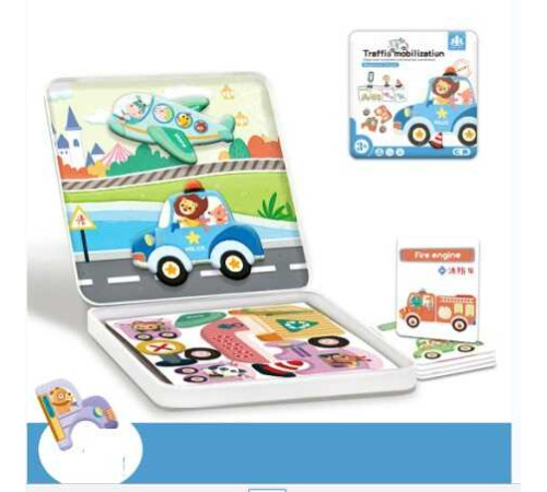 Магнітна гра С 74467 (48) “Спецтехніка та тваринки”, пазли, картки, назви транспорту, англійською, маркер “пиши-витирай”, металевий бокс в пакеті – в наличии! Купите сейчас у KAZKOVA