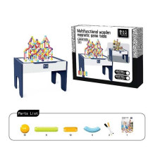 Магнітний конструктор XC-B 28 (4) 32 деталі, дерев’яний стіл 55х38х39 см, двостороння дошка для малювання, маркери, в коробці