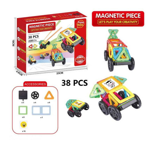 Магнітний конструктор 3366-30 (72) 38 деталей, наліпки, в коробці Магнітний конструктор 3366-30 (72) 38 деталей, наліпки, в коробці