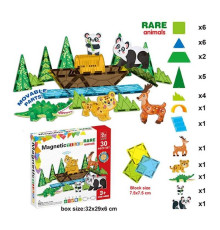 Магнітний конструктор SQ 68001-6 (16) 30 деталей, 5 об’ємних фігурок тварин, в коробці