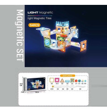 Магнітний конструктор CH 1177 (24) 54 деталі, елементи з підсвічуванням, наліпки з англійськими назвами, в коробці