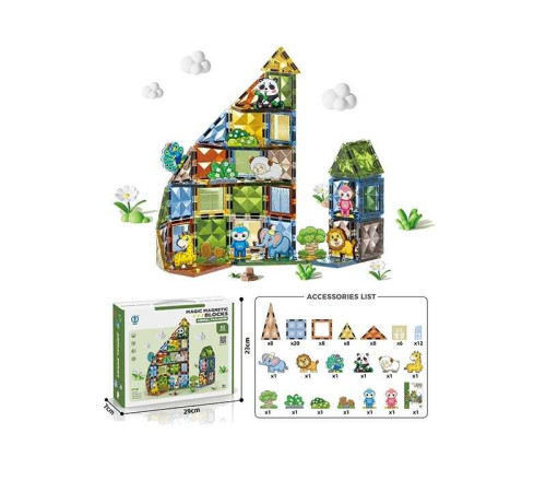 Магнітний конструктор 1103 (12) “Зоопарк”, 82 деталі, ігрові фігурки, в коробці Магнітний конструктор 1103 (12) “Зоопарк”, 82 деталі, ігрові фігурки, в коробці