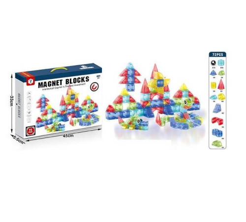 Магнітний конструктор HD 143 A (24/2) 72 деталі, магнітні очі, різні фігури, в коробці Магнітний конструктор HD 143 A (24/2) 72 деталі, магнітні очі, різні фігури, в коробці