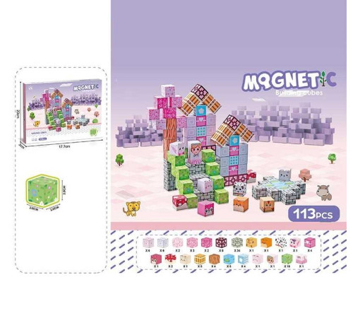 Магнітний конструктор CH 1332 (36) 113 деталей, довжина ребра кубика 2 см, в коробці Магнітний конструктор CH 1332 (36) 113 деталей, довжина ребра кубика 2 см, в коробці