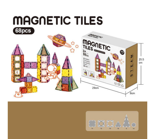 Магнітний конструктор XC-C 6 (16/2) 68 деталей, в коробці