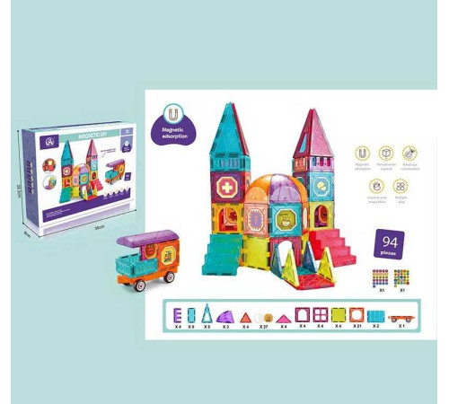 Магнітний конструктор CH 1012 (8) “Замок“, 94 деталі, в коробці Магнітний конструктор CH 1012 (8) “Замок“, 94 деталі, в коробці