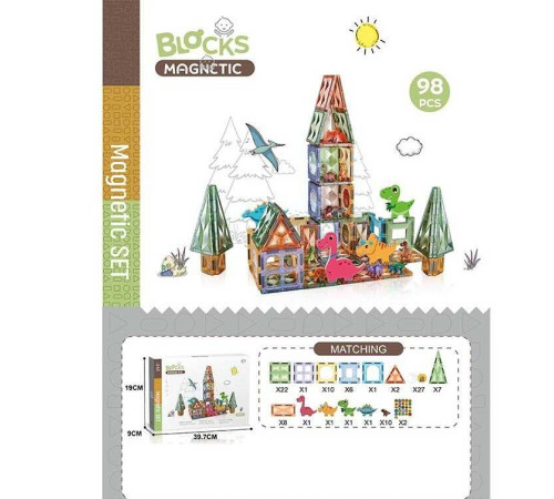 Магнітний конструктор CH 1198 (12) “Парк динозаврів”, 98 деталей, в коробці Магнітний конструктор CH 1198 (12) “Парк динозаврів”, 98 деталей, в коробці