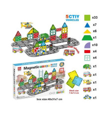 Магнітний конструктор SQ 66003-2 (8) 70 деталей, 4 машинки, 1 фігурка гелікоптера, в коробці