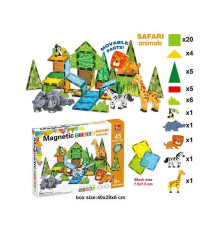 Магнітний конструктор SQ 68002-1 (12) 45 деталей, 5 об’ємних фігурок тварин, в коробці