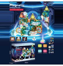 Магнітний конструктор 6801 A (36/2) 76 елементів, підсвічування, кульки, наліпки, в коробці
