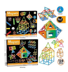 Магнітний конструктор AQ 2208 (36/2) 128 деталей, 3 типи елементів, в коробці