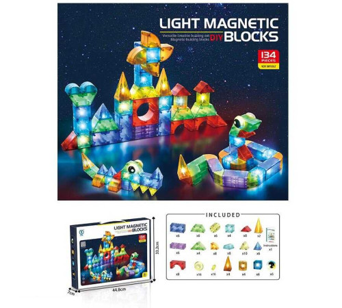 Магнітний конструктор 2206 (10) 134 деталі, підсвічування, в коробці Магнітний конструктор 2206 (10) 134 деталі, підсвічування, в коробці