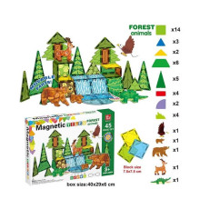 Магнітний конструктор SQ 68002-3 (12) 45 деталей, 5 об’ємних фігурок тварин, в коробці