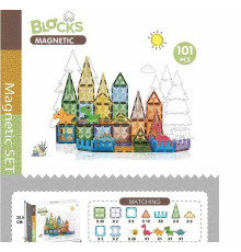 Магнітний конструктор CH 1209 (12) “Парк динозаврів”, 101 деталь, 4 фігурки динозаврів, в коробці